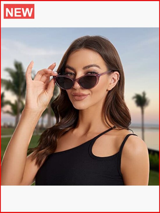 Polarized Cat Eye Sunglasses UV Protection Narrow Retro Shades VF2219 main image 5